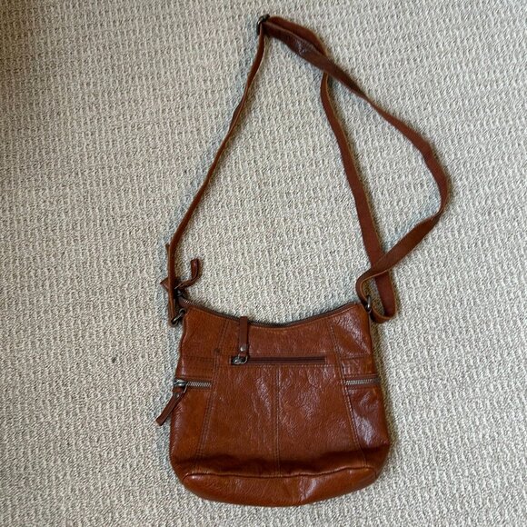 SPIKES & SPARROW Cognac Leather Crossbody with Adjustable Strap - Picture 1 of 7
